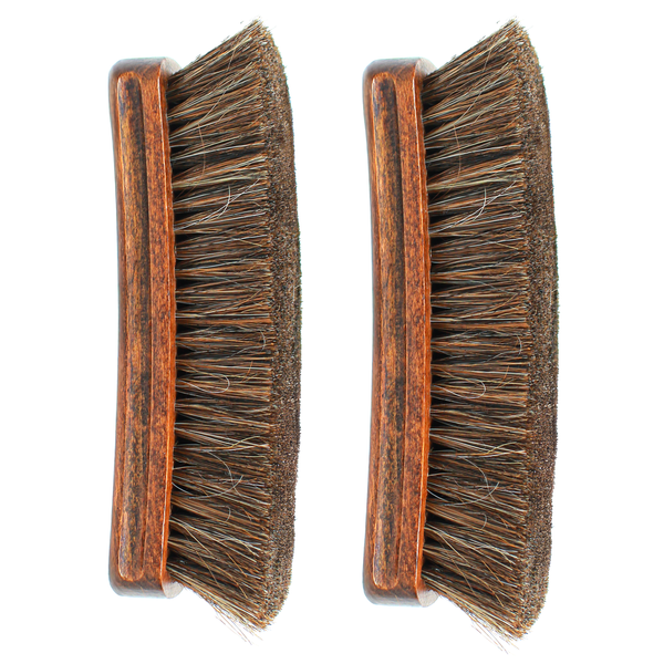 Eagle 2-Piece Horsehair Shoe Brush Set – Premium Shoe Shine Brushes for Leather Shoes, Boots & Purses – Soft Horsehair with Curved Wood Handle