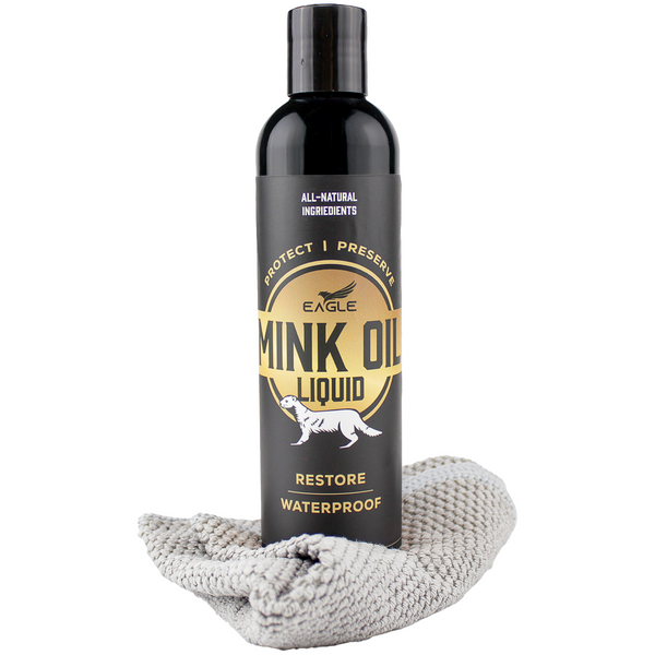 Eagle Mink Oil Liquid Leather Conditioner 8oz with Cloth Applicator - Softens, Preserves, and Waterproofs Leather and Vinyl