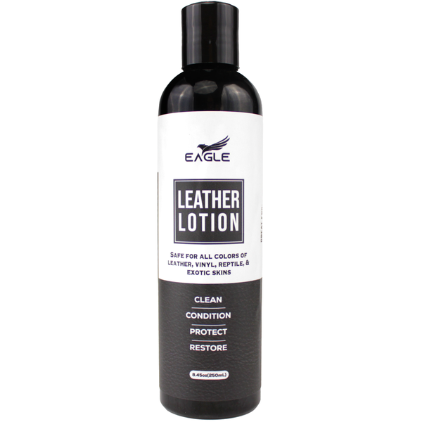 Eagle Leather Lotion with Cloth – 8.5oz Leather Conditioner for Purses, Jackets, Bags, and More – The Best Leather Care Product for Moisturizing, Rejuvenating, and Treating Aniline Leather