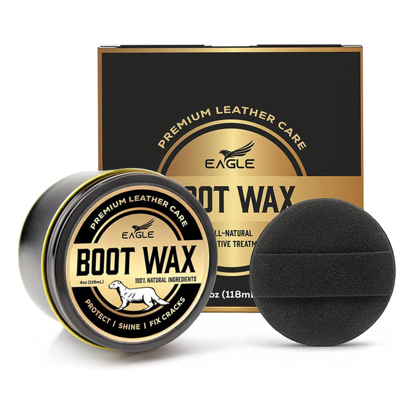 Eagle Leather Boot Wax & Conditioner - Snow Seal Waterproofing Wax For Boots & Shoes - All-Natural Beeswax Balm Conditioner, Sealer, Polish, & Preserve Leather