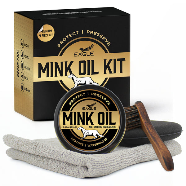 Eagle Mink Oil for Leather Boots | 4-Piece Kit - All-Natural Leather Conditioner and Cleaner