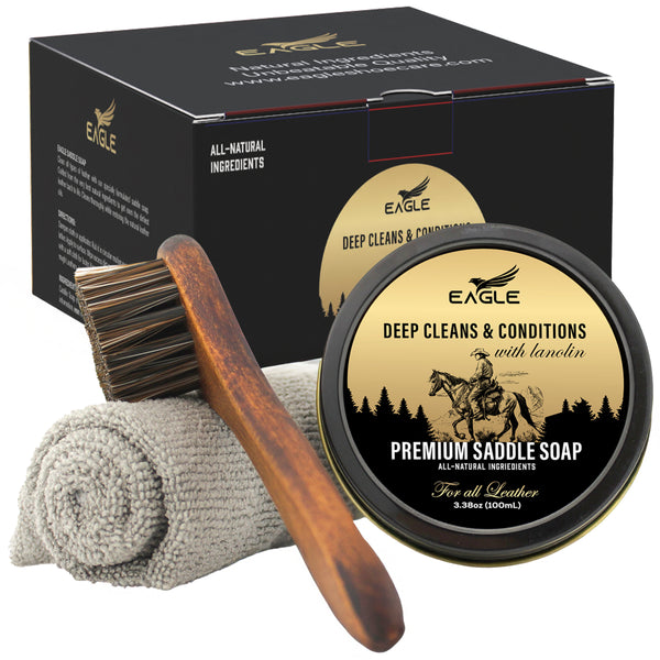 Saddle Soap for Leather – 3-Piece Saddle Soap Kit Leather Cleaner and Applicator