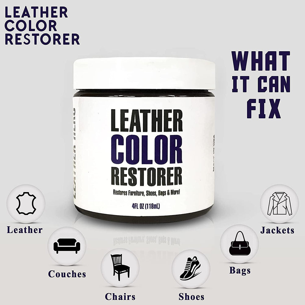  Leather Hero Leather Color Restorer & Applicator- Repair,  Recolor, Renew Leather & Vinyl Sofa, Purse, Shoes, Auto Car Seats,  Couch-4oz (Black) : Automotive