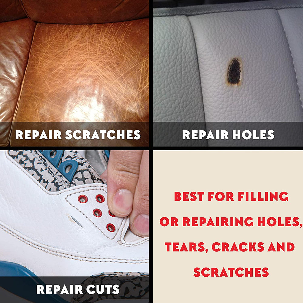 ARCSSAI ARCSSAL Paintable Leather Filler, 2 oz Leather Scratch Repair with  Easy Step-by-Step Guide, for Tears, Holes, Crack, Burns on Leather Car
