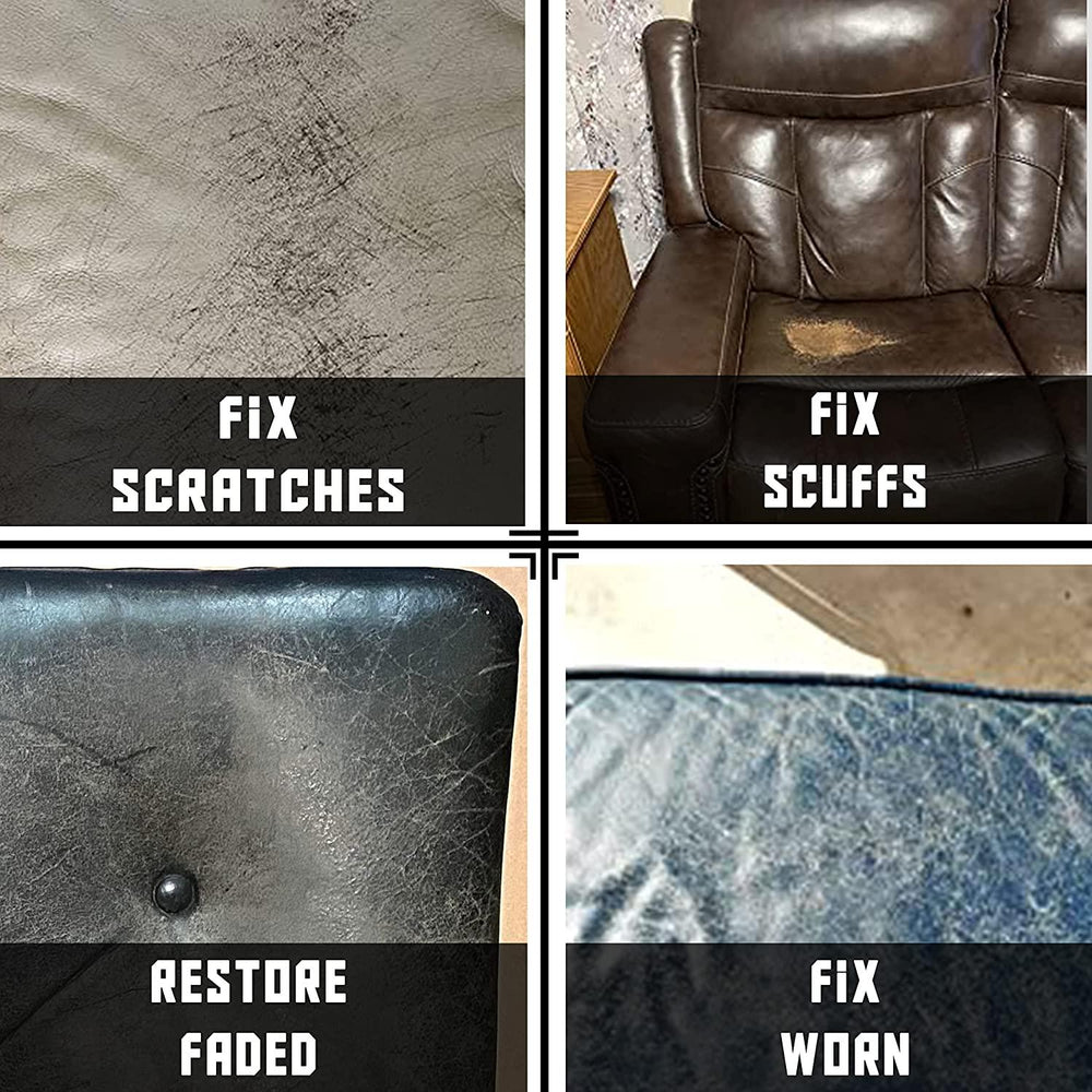 Leather Color Restorer - Dark Brown - Repair Couch, Car Seat, Furniture, Shoes, Jacket and Boots - 4 oz.